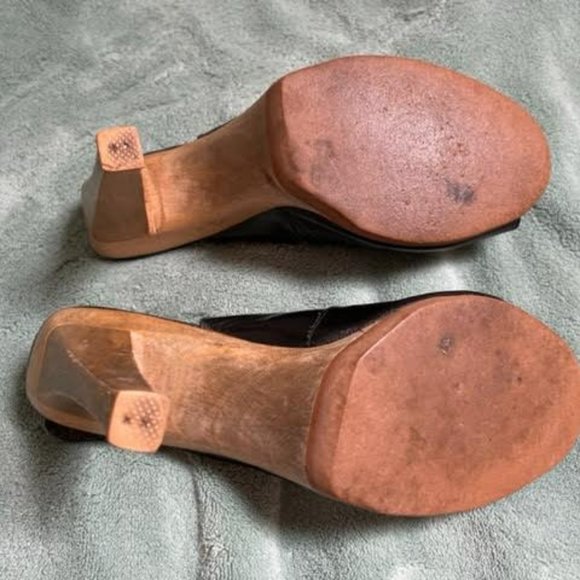 Vintage Black Leather Slingback heels size 5 - Picture 6 of 8